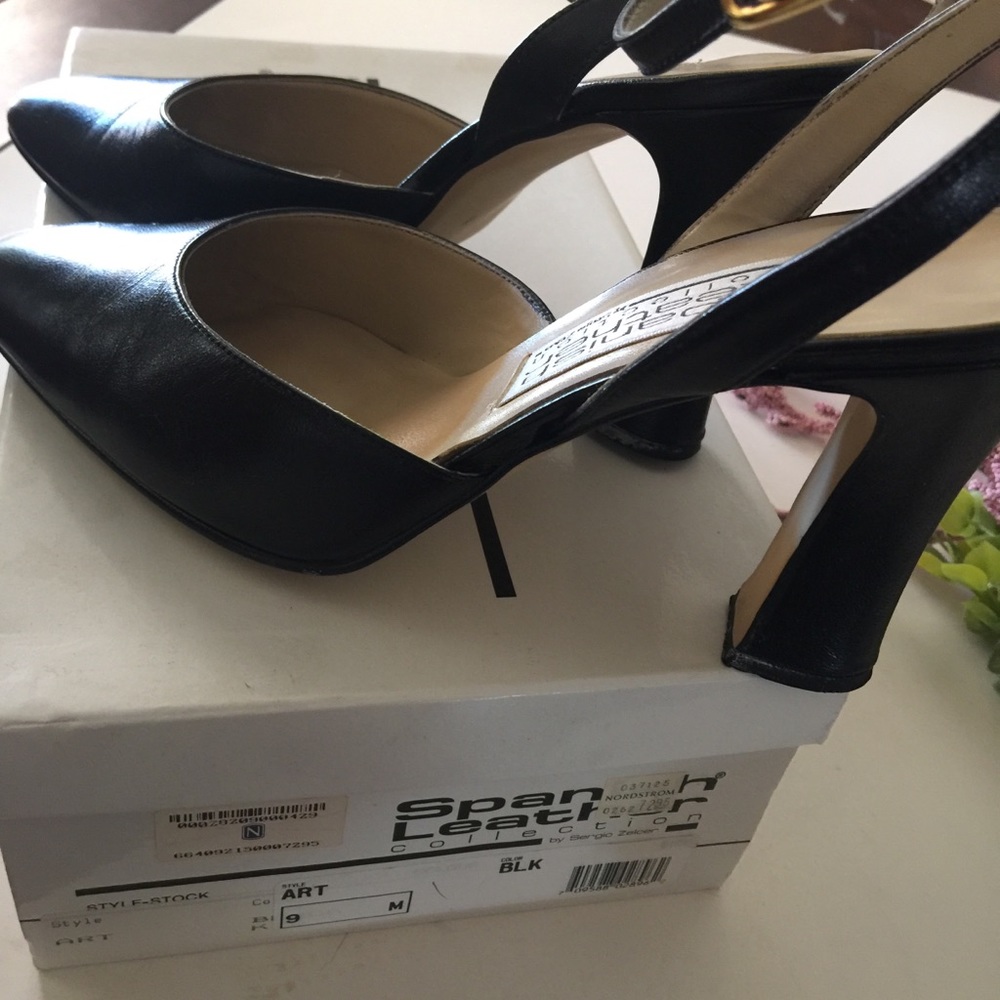 Sergio Zelcer Vintage Spanish Lthr Blk Sz   9 - Picture 2 of 8